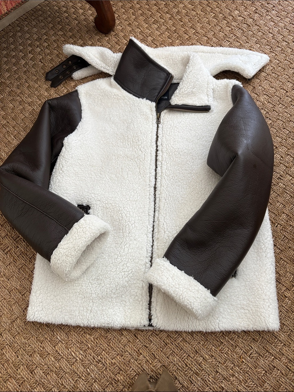 Unreal Fur Symbiosis faux-shearling and leather jacket size xs new without tags